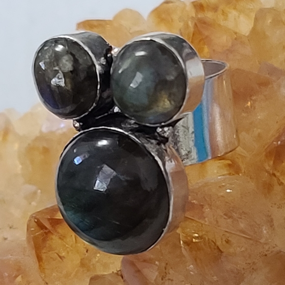 🌻Bogo *Vintage Mickey Mouse Labradorite 925 Ring - Picture 3 of 4